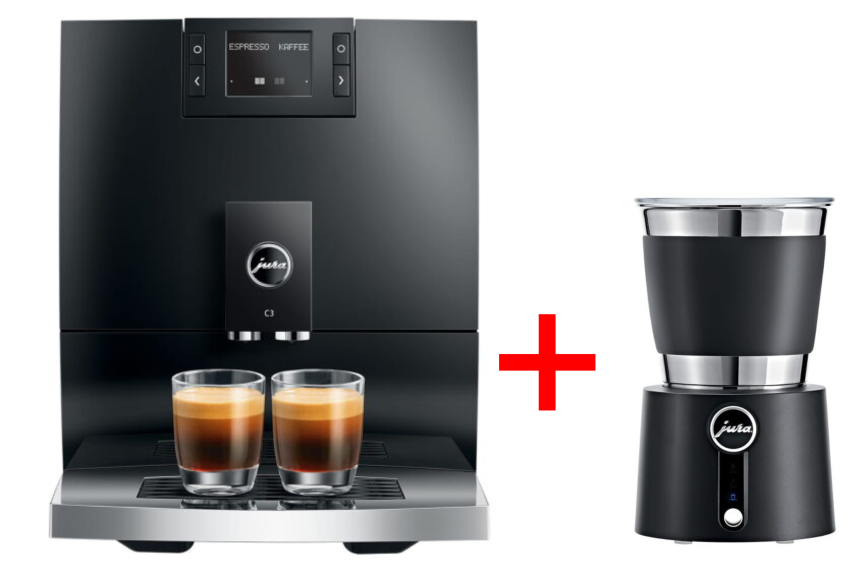 ZESTAW - JURA C3 Piano Black (EA) + spieniacz do mleka JURA