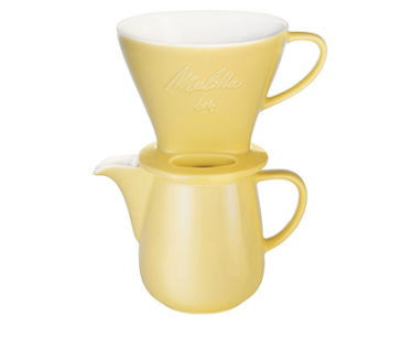 Porcelanowy zestaw do parzenia kawy typu Pour Over Melitta ® - Żółty